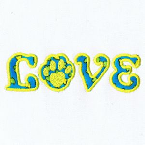 Machine Embroidery Dog - Love Paw Applique